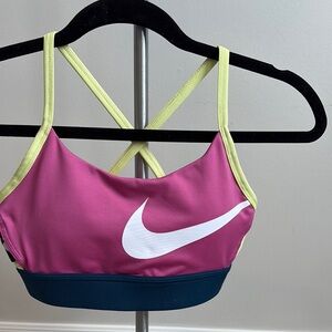 Nike Pink and Yellow Sports Bra